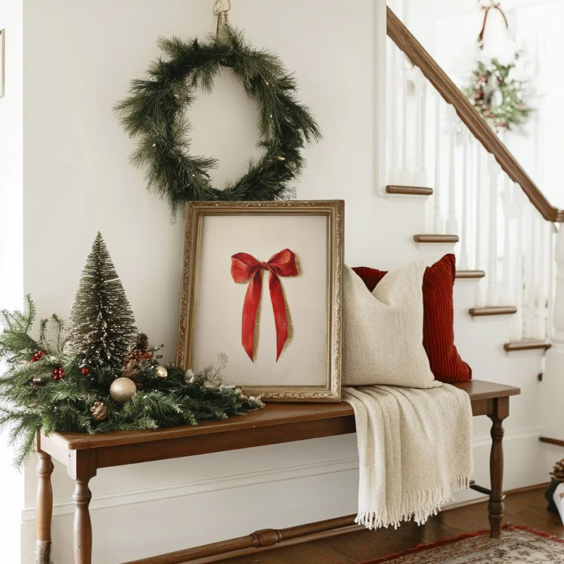 Red Bow Christmas Art Print - Image 2