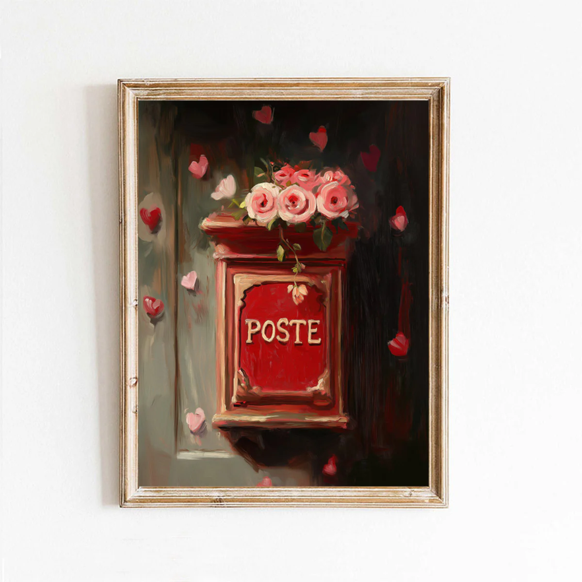 Red Poste Mailbox With Flowers Art Print