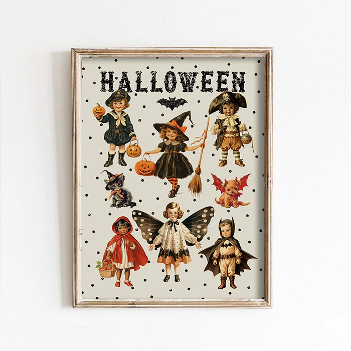 Retro Halloween Costumes Art Print