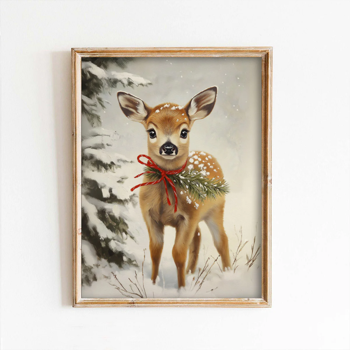 Roe Deer In Snow Art Print