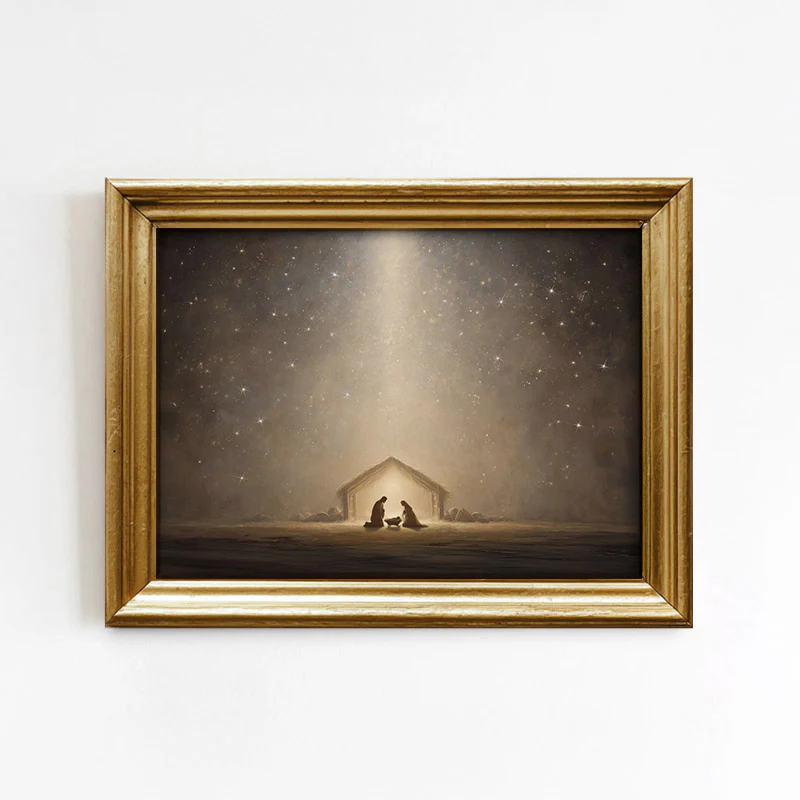 Starry Nativity Scene Art Print