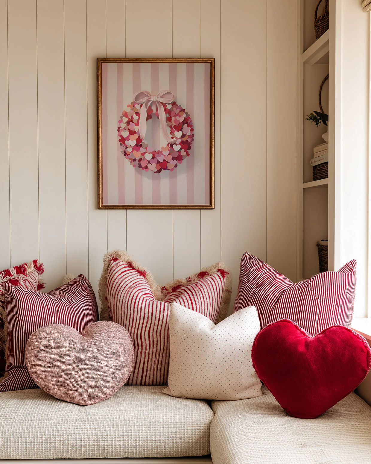 Striped Wall Heart Wreath Art Print - Image 2
