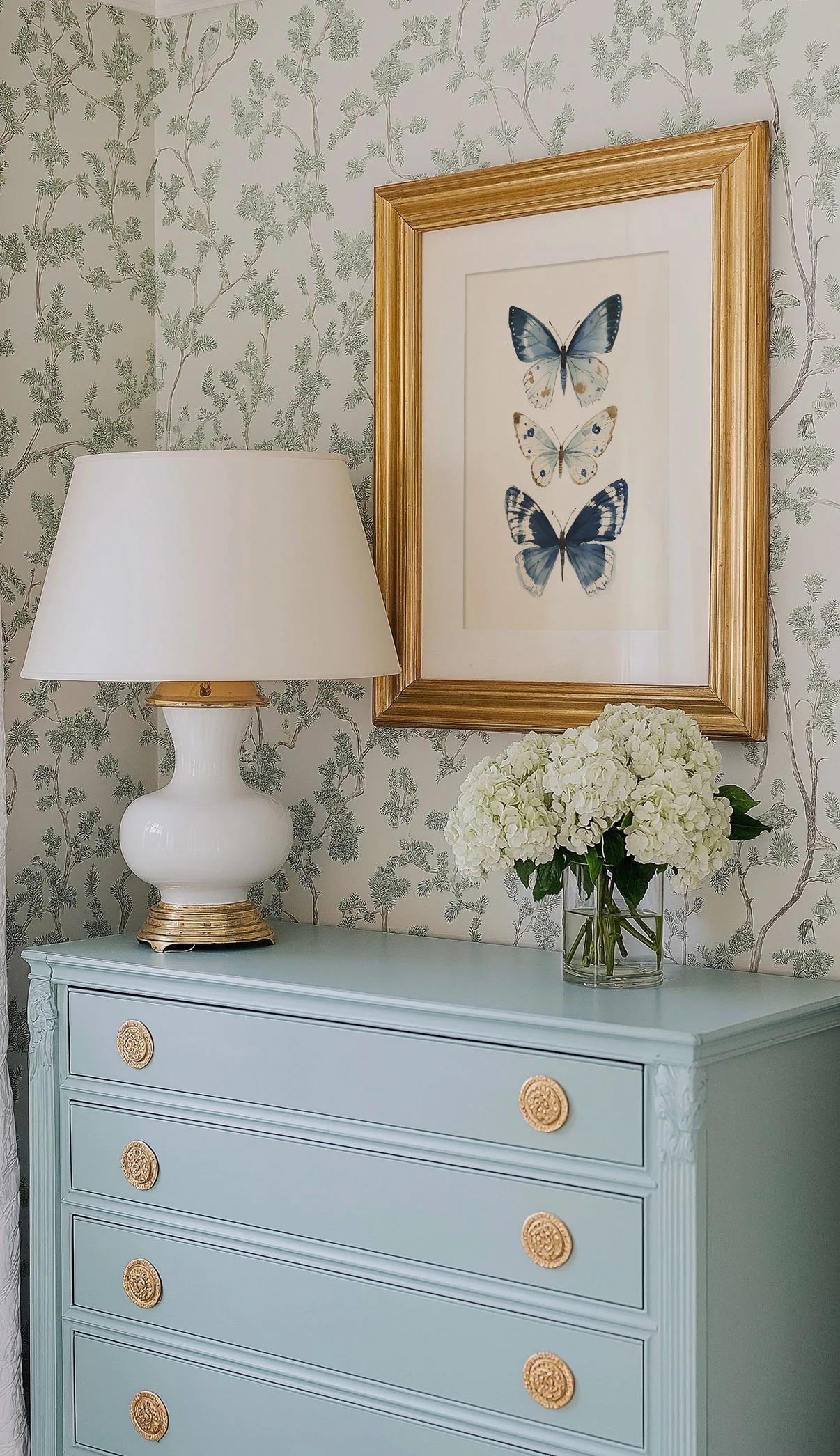 Three Blue Butterflies Art Print - Image 2