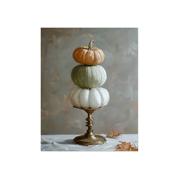 Three Pumpkins on Stand Art Print - Image 2
