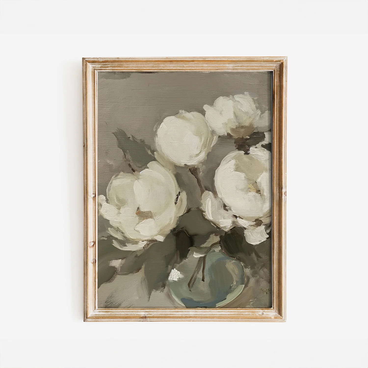 Tonal White Flowers Art Print