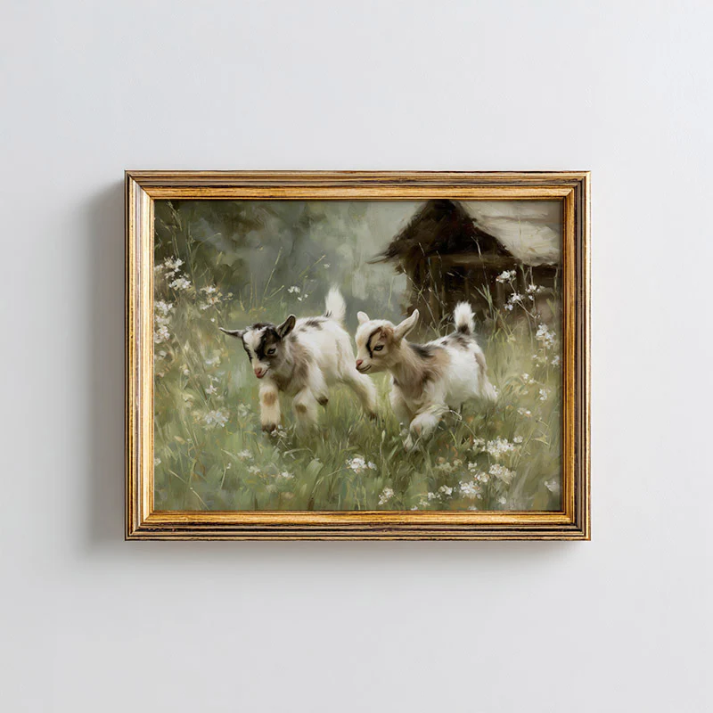 Two Baby Goats In Field Art Print