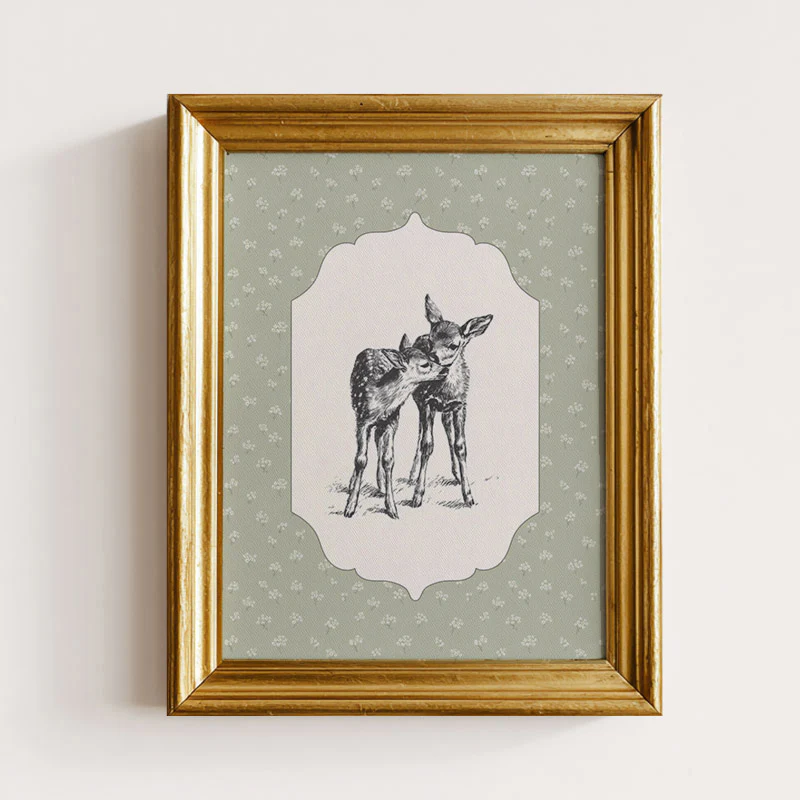 Two Fawns Cottage Art Print