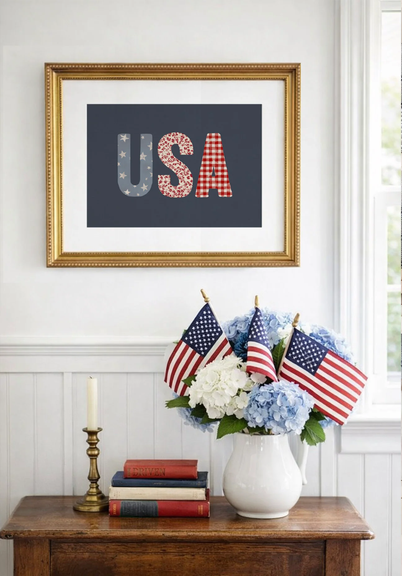 USA on Navy Art Print - Image 2