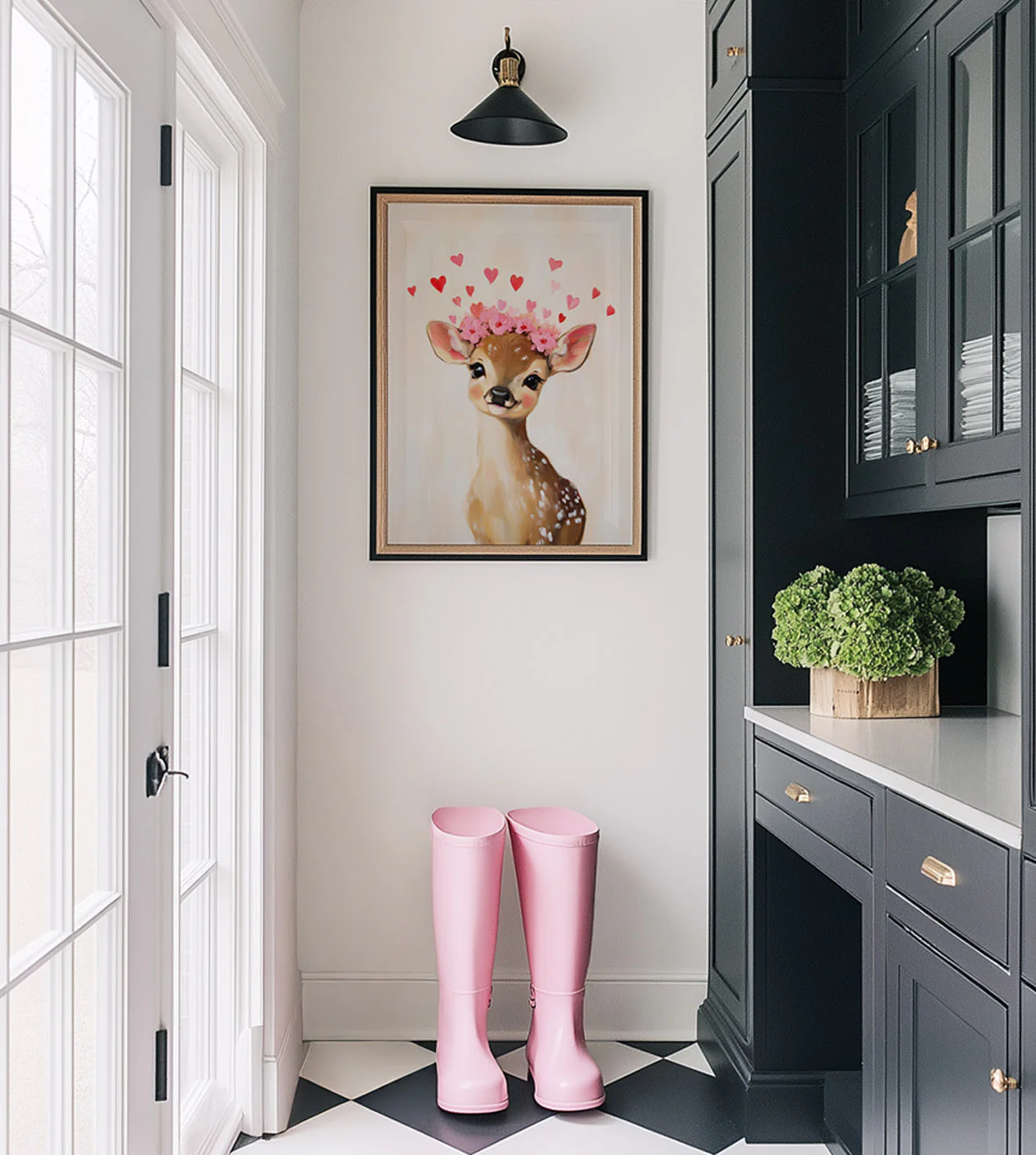 Valentine's Day Deer With Floral Crown Art Print - Image 2