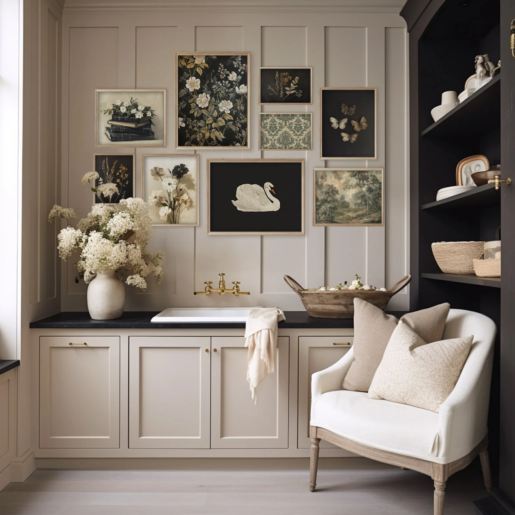 Victorian Black & Beige Gallery Wall Art Print Set - Image 5