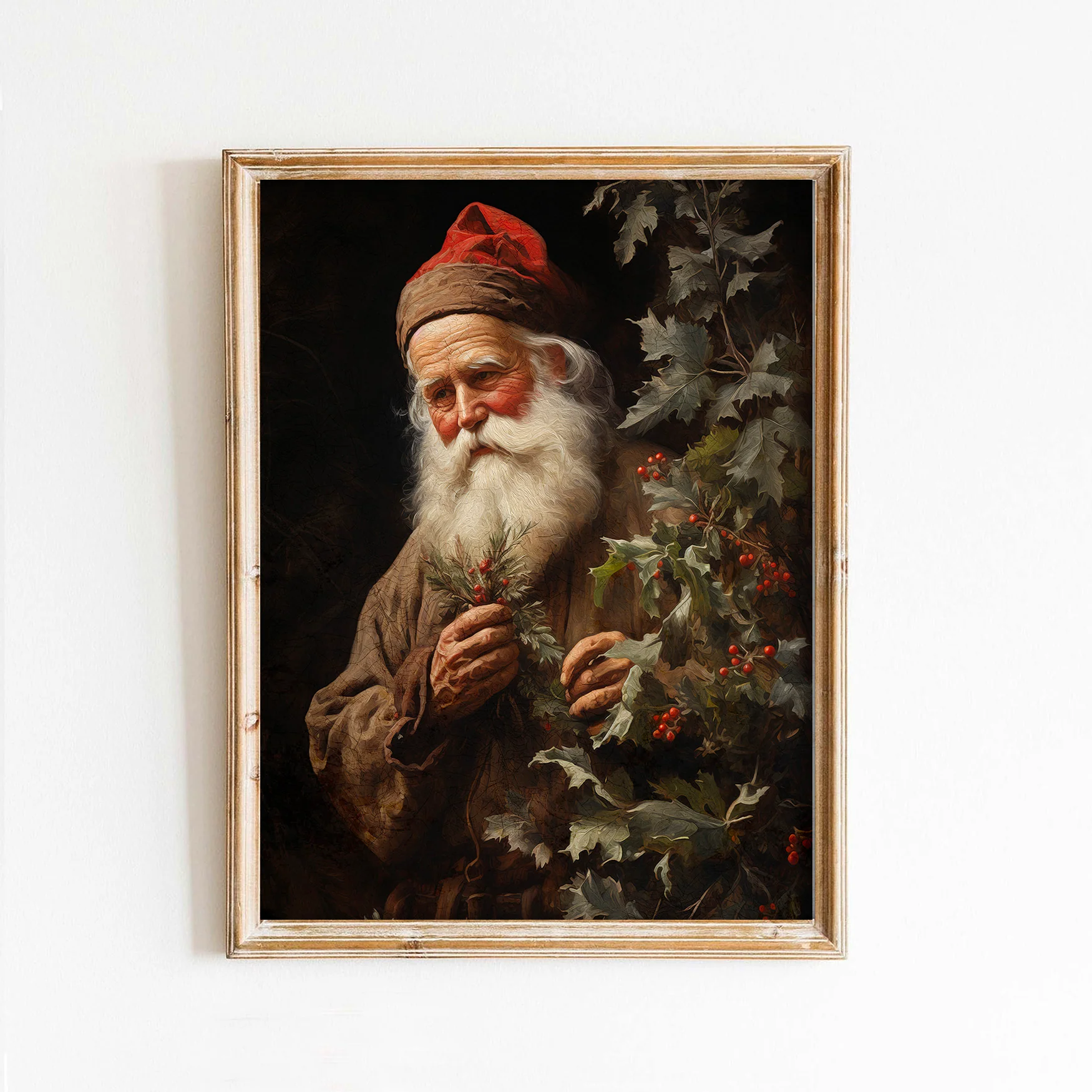 Victorian Santa with Holly Art Print