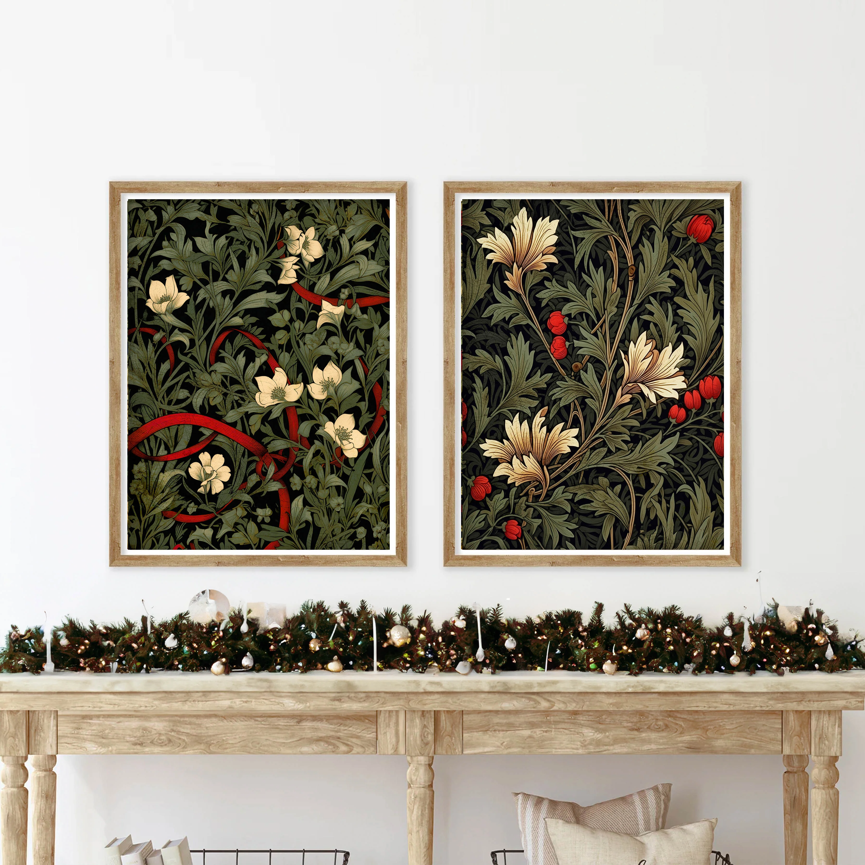 Vintage Christmas Patterns Set of 2 Art Prints - Image 2
