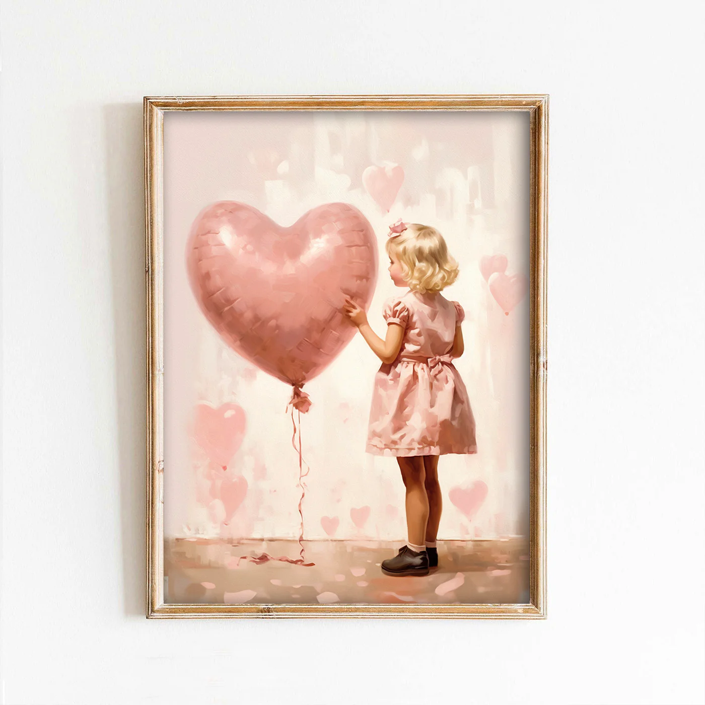 Vintage Girl With Valentine's Day Balloon Art Print