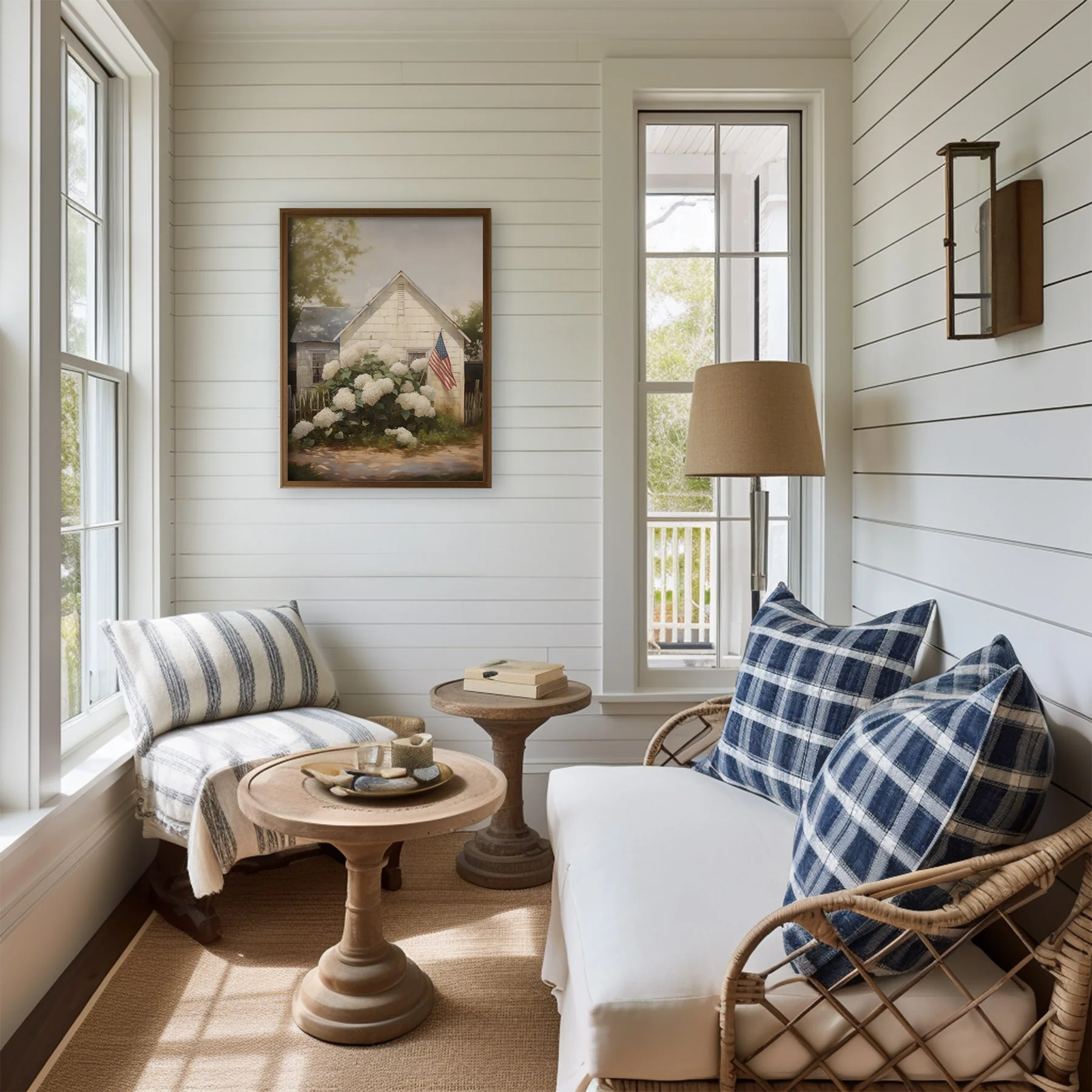 Centerville House With Summer Hydrangeas Art Print - Image 3