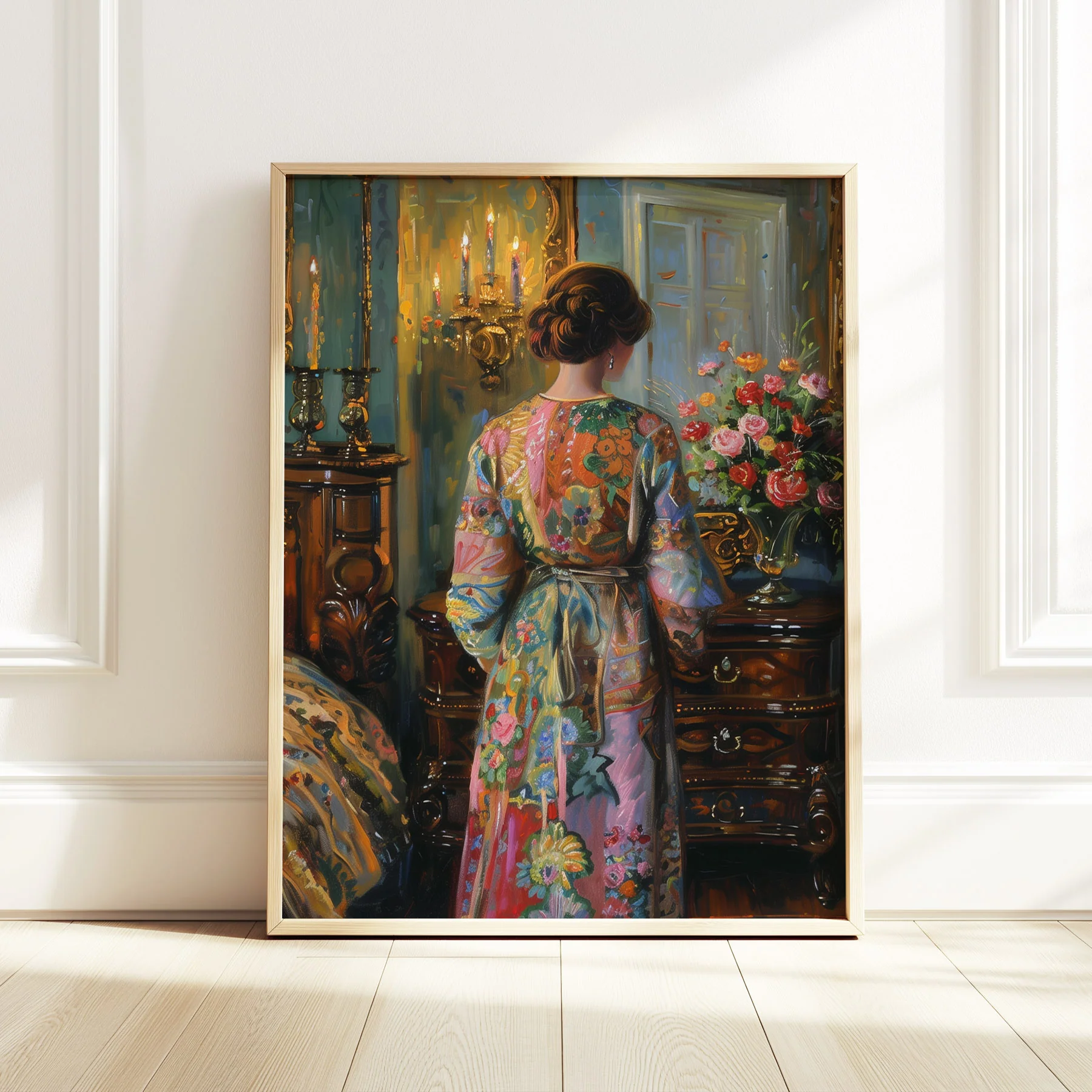 Woman in Colorful Robe Art Print